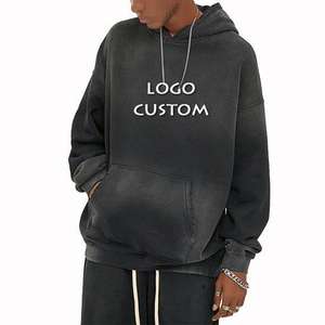 Sudaderas con capucha Vintage lavadas con ácido de gran tamaño grueso algodón Unisex de alta calidad Sunfaded logotipo personalizado bordado Sudadera con capucha - Product Image 5