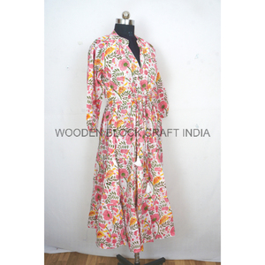 Vestido Maxi Casual de Algodón Puro Tejido con Estampado Indio para Mujer y Niña, Cintura Natural, Verano, Venta al por Mayor, Estilo Bohemio Vintage - Product Image 5