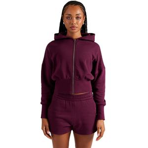 Sudaderas Cortas de Invierno para Mujer al por Mayor, ODM, Color Sólido, Cierre de Cremallera, Manga Larga, Logotipo Frontal Personalizado, Ropa Casual a la Moda - Product Image 1