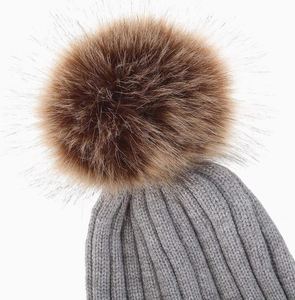 Chapeaux bicolores, bonnet moelleux, doublure polaire, pompon détachable en fausse fourrure, bonnet en tricot avec logo personnalisé pour adulte - Product Image 4