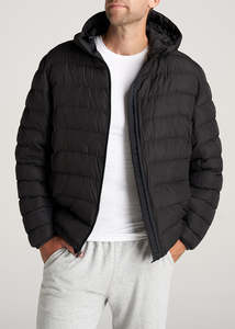 Wholesale Men's <b>Black</b> XL Size Heat Puffer Jacket Customized Tall Heavy High Quality Cotton Filling Winter Season Nonwoven - Product Image 5