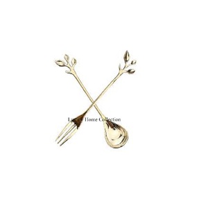 Modern Design Latest Arrival Stainless Steel Flatware Set With Spork and Spoon and Branching Design Handle Brass Antique Shade - Product Image 2