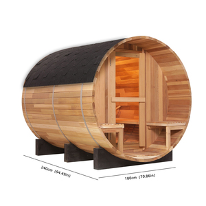 Sauna de Barril para 4-6 Personas, Sauna de Vapor Tradicional de Madera de Cedro Rojo para Exteriores - Product Image 6
