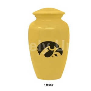 Yellow Aluminium Large Cremation Adult Urn for Human Ashes With Free <b>Velvet</b> <b>Bag</b> - Product Image 1