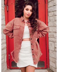 Chaqueta Vaquera Extra Grande de Algodón Cómoda Personalizada OEM para Mujer, Chaqueta Vaquera Básica con Botones y Bolsillos, Mangas Largas, Chaquetas Vaqueras de Punto para Otoño e Invierno - Product Image 5