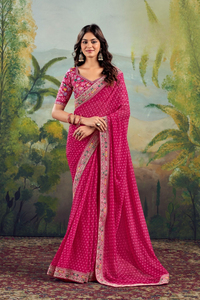 Heavy Banarasi Silk Georgette with Fancy Lace & Heavy Embroidery Quick Dry Formal Saree for Wedding Party Wear All Seasons - Product Image 6