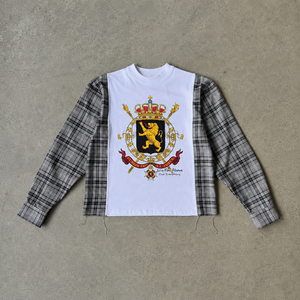 Pull-over décontracté pour homme à col rond et manches longues, en coton jersey de haute qualité, personnalisé, style Y2K, surdimensionné, à carreaux, avec motif imprimé par décharge - Product Image 1