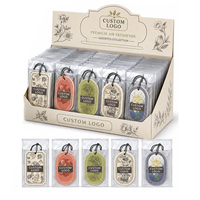 Désodorisant de voiture suspendu au parfum Oud botanique et thé au lait, avec logo personnalisé, longue durée, collection assortie, boîte de présentation pour la vente au détail