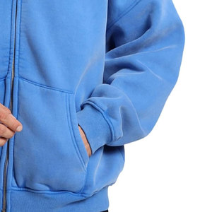 Sweat à capuche zippé uni de haute qualité, épais, délavé à l'acide, pour homme, style streetwear, personnalisable OEM, vintage, effet vieilli, automne - Product Image 5
