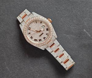 นาฬิกาข้อมือผู้ชายสแตนเลสสตีลประดับเพชรโมอิสซาไนต์ สไตล์ฮิปฮอป หรูหรา ใส่ได้ทั้งลำลองและเป็นทางการ ใช้ได้ทุกวัน - Product Image 2