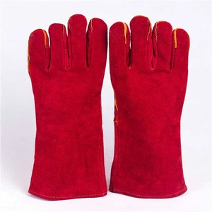 Guantes de soldadura de cuero rojo para soldadura industrial de cuero, guantes de soldadura de cuero de seguridad industrial anticalor - Product Image 5