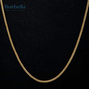 Venta caliente 925 Plata y 14K chapado en oro 3mm Moissanite cadena de eslabones cubanos para hombres Premium 14K chapado en oro 3mm Moissanite collar - Product Image 1