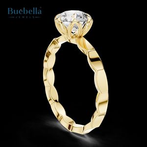 Anillo de compromiso de Plata de Ley 925 original con halo floral y moissanita para boda o fiesta, gran oferta para mujer - Product Image 2