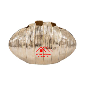 Jarrón de Metal con diseño Vintage con acabado dorado polvoriento para boda, jarrón de mesa con patrón geométrico redondo acabado en negro - Product Image 3