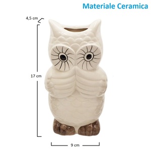 Set di 3 umidificatori per radiatori in ceramica Design a gufo 8.5x4.5x17cm bianco grigio Beige-evaporatore efficiente per il calore della stanza - Product Image 2