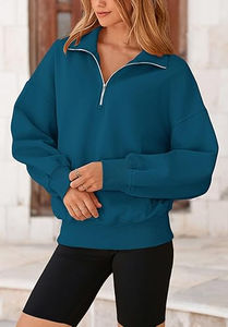 Sudadera con Cierre de Cremallera de un Cuarto, 100% Algodón, Ligera, de Primera Calidad, Secado Rápido, Personalizada con Logotipo para Mujer - Product Image 3