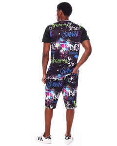 Wholesale Cotton Sportswear Tshirt Set Gym <b>t</b> Shirt and Short 2 Piece Shorts Breathable <b>Track</b> Suit Plus Size Men <b>T</b>-Shirt Set for - Product Image 4