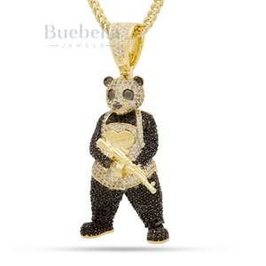 Collar de Plata de Ley 925 para hombre, colgante de cadena de cuerda de moissanita de diamante en forma de Panda único, joyería con temática de animales - Product Image 1