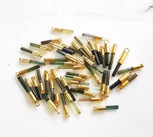 Turmalina Sticks Conector de piedras preciosas Colgante de un solo bucle Colgante de conector natural de plata 925 Colgante de lápiz chapado en oro de 14 quilates - Product Image 1