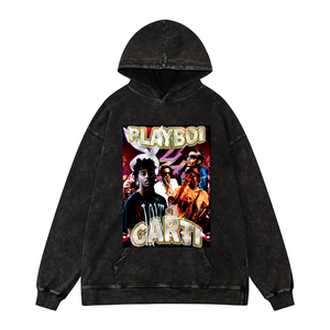 Sudadera con capucha ecológica de lana para hombre de estilo Punk lavado con ácido OEM al por mayor, Jersey hecho en fábrica, logotipo personalizado bordado de invierno - Product Image 4