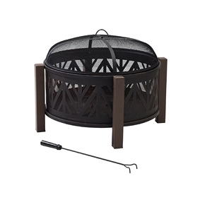 หลุมไฟโลหะพร้อมฐานเก็บไม้ตกแต่งกลางแจ้งดีไซน์ล่าสุด - Product Image 3