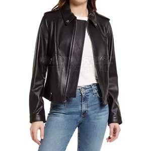 Pakistan Manufacturer Women's <b>Long</b> Breathable Winter Warm <b>Leather</b> <b>Jackets</b> with Cotton Filling Best Price - Product Image 1