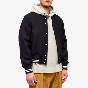 Men's High Quality <b>Smart</b> Stylish Letterman Varsity <b>Jacket</b> Wool Body Genuine Leather Sleeves Stand Collar Winter Wear High Street - Product Image 2