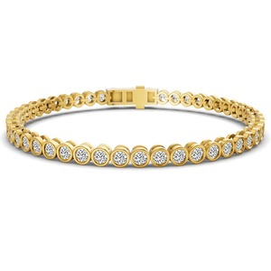 Modern Bezel Round Lab Grown Diamond Tennis Bracelet 3 Ct Tw F-G Color VS Clarity 52 Diamonds 14K <b>Solid</b> <b>Gold</b> Sleek Line Shine - Product Image 3