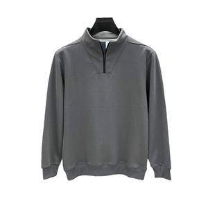 Printemps hommes haut de gamme décontracté couleur unie haut 14 fermeture éclair à manches longues hommes à capuche nouveau lâche col montant sweats à capuche - Product Image 5