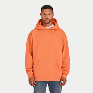 Sudadera con capucha naranja para hombre, lisa, de forro polar, personalizable, extragrande, estilo urbano, hombros caídos, informal, marca privada - Product Image 2