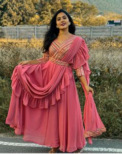 Conjunto de Kurti de moda de trabajo con bordado de viscosa pura cosida para mujer, ropa de fiesta India para niñas importada de India - Product Image 3