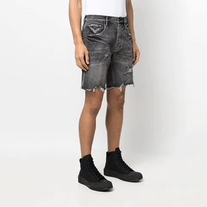 Nouveau short en jean cargo vintage uni pour homme, taille mi-haute, style streetwear estival, écologique, respirant et infroissable - Product Image 3