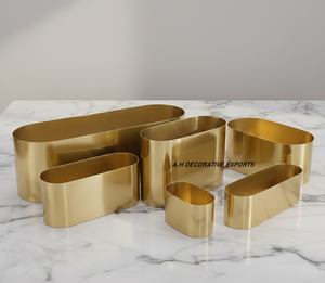 Juego de Macetas Rectangulares de Metal Dorado con Florero Moderno para Mesa, Portátil para Decoración del Hogar, Hotel y Bodas - Product Image 3