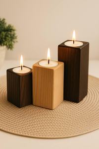 Hand Polished Embossed Round <b>Wooden</b> <b>Candlestick</b> <b>Holder</b> Candle Stand for Luxury Home Decoration - Product Image 4