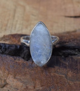 Anillo hecho a mano 925 Plata de Ley sólida Anillo de diseño de la mejor calidad Fuego azul natural Arco Iris Piedra lunar 925 Sello Joyería hecha a mano - Product Image 4