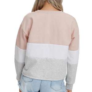 Sweat-shirts pour femmes personnalisés brodés, impression en relief, col rond uni, pull en coton gaufré, sweat-shirt à col rond surdimensionné pour femmes - Product Image 3