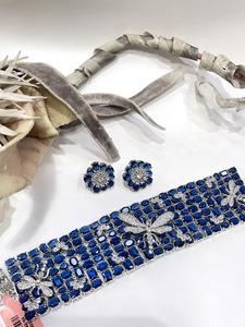 Impresionante conjunto de collar y aretes de Gargantilla de banda Cz de declaración de latón para mujeres y niñas ocasión de boda - Product Image 4