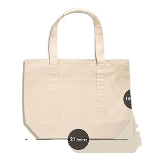 Haute qualité motif géométrique poignée d'épaule réutilisable fermeture éclair supérieure robuste grande capacité 16oz coton toile sac fourre-tout poches - Product Image 3