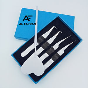 แหนบขนตาปลอมทำจากสเตนเลสปลายแหลมสูงแบบญี่ปุ่นรองเท้าบูททรงตรง90องศาพร้อมที่จับกระจกรูปหัวใจด้านสีขาว - Product Image 6