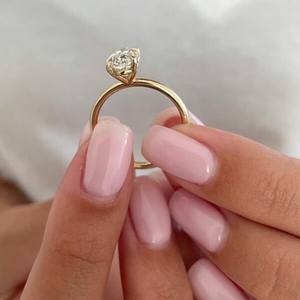 แหวนเพชรทรงรีสีทองขาว10K สำหรับห้องปฏิบัติการหมั้นหมั้นหมายและงานแต่งงานของขวัญเครื่องประดับ - Product Image 2