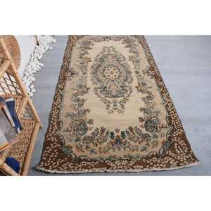 Alfombra Vintage de 3,7x6,9 pies (113x210 cm), Alfombra Turca de Lana Beige Ombré - Product Image 1