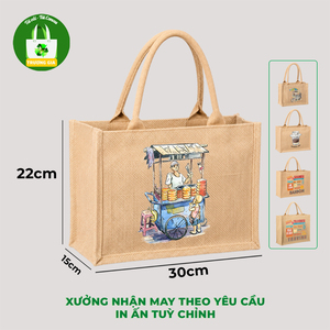 Sac de courses en jute Truong Gia 30x22x15cm, imprimé café vietnamien, réutilisable - Product Image 2