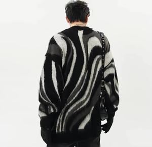 Pulls en tricot acrylique personnalisés pour hommes, style streetwear, coupe oversize, col rond, respirants, tendance automne, vente en gros - Product Image 3
