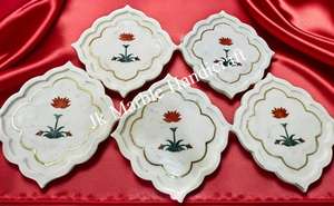 Vente directe Plateaux en marbre blanc de haute qualité Fournisseur indien Artisanat artistique en pierre pour restaurant Décoration intérieure Festivals Plateau - Product Image 2