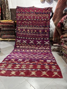 Alfombra Kilim Marroquí Geométrica Hecha a Mano con Nudos, de Lana de Pelo Corto, Color Sólido, con Base de Yute, Grosor Medio, para Sala de Estar - Product Image 4