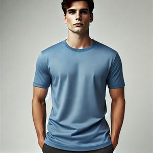 280 Gsm 100% coton peigné col roulé goutte épaule unisexe décontracté quotidien à manches courtes respirant coupe régulière hommes T-shirt - Product Image 4
