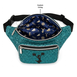 Glitter PU Customized Fanny Pack Cheer Embroidered Waist Bag Durable Sports Belt Bag with <b>Adjustable</b> <b>Strap</b> For Cheerleaders - Product Image 2