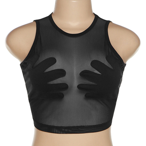 Camiseta sin mangas con cuello redondo Sexy de verano personalizada OEM, camiseta sin mangas con corsé ajustado, chaleco sin mangas, Top corto para mujer Street Active - Product Image 2
