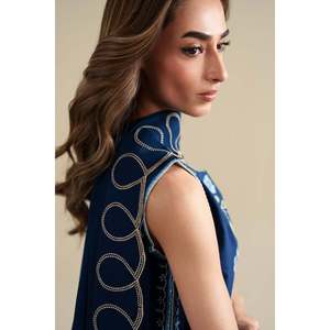 Ensemble ZAIB 3 pièces : chemise brodée, dupatta en mousseline et pantalon brodé - BIC-4917 pour le printemps/été - Product Image 4