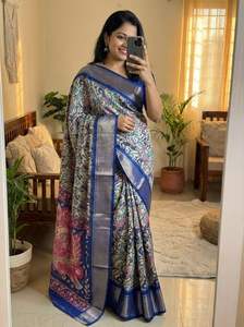 ผ้าไหมโดลาแท้สำหรับทำชุดอินเดีย พร้อมขอบปักดิ้นทอง สำหรับผู้หญิง มีสินค้าพร้อมส่ง - Product Image 4